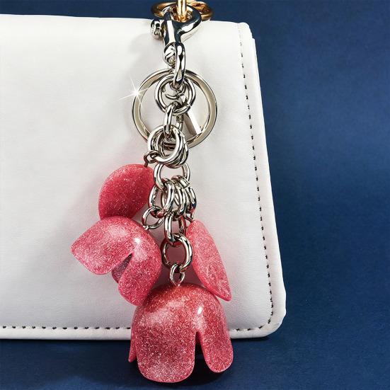 Keychain Pendant Resin Rose Bud Design Key Chain with Lobster Clasp Bag Charm Backpack Pendant Accessory