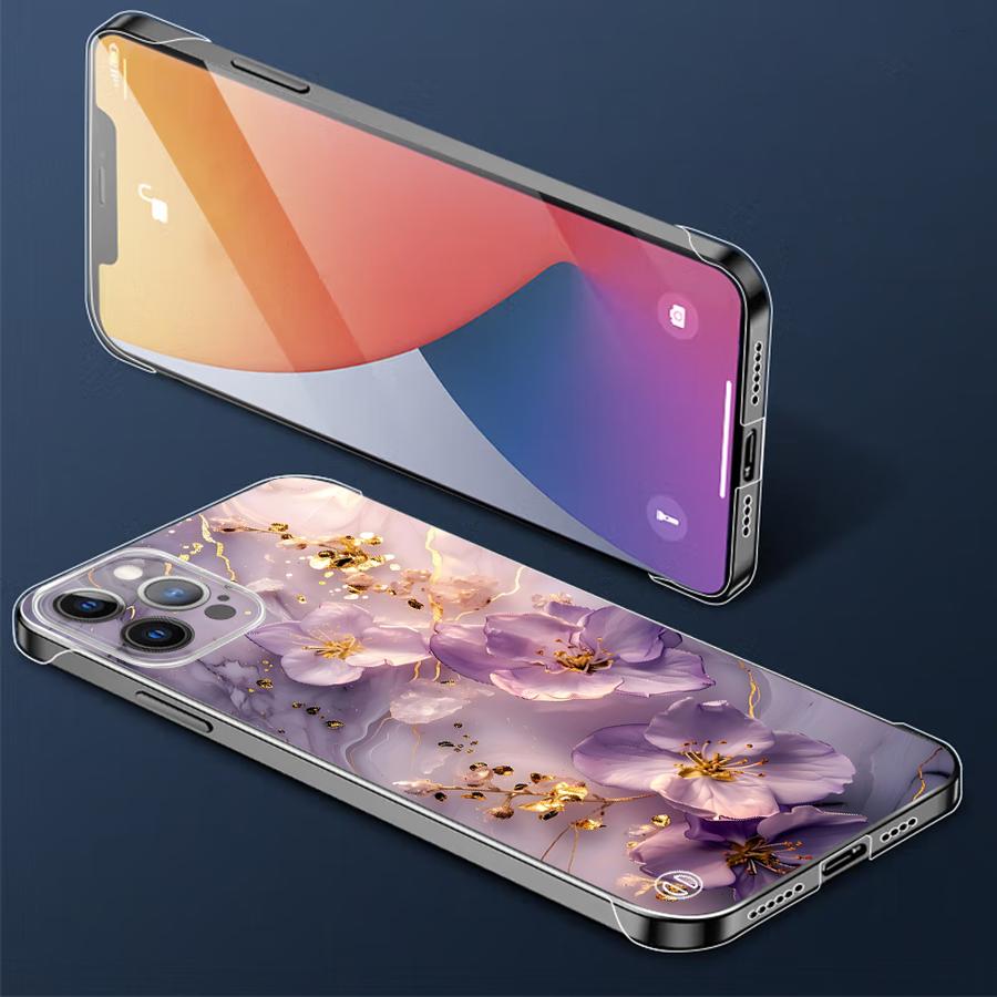 Flower Marble Clear Hard Phone Case for iPhone 16 Pro 13 Pro Max 14 15 Pro Max 11 12 Transparent Cover