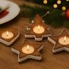 Pack of 4 Wooden Candle Holders Christmas 10cm – Festive Table Decorations, Random Shapes, Natural Centerpiece