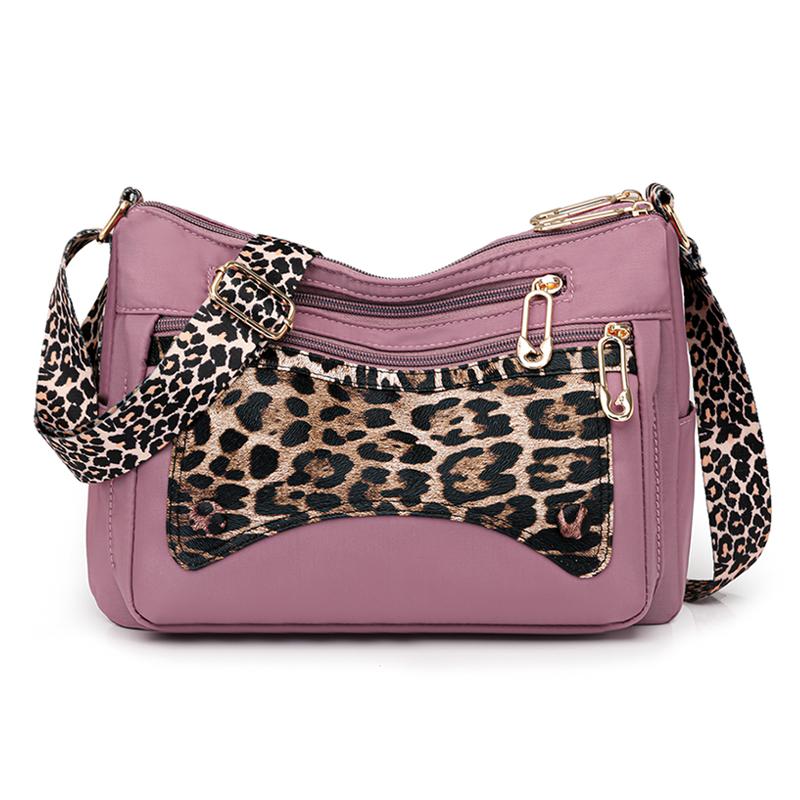 Large Capacity Women's Shoulder Bag Nylon Crossbody Bag Leopard Print Small Bag Mother Bag