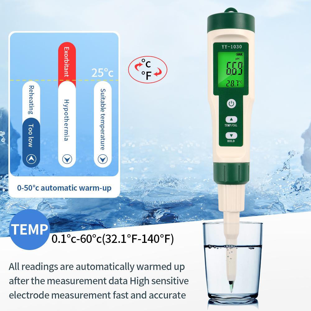 Food PH Tester Dough Alkalimeter PH Meter 0.00-14.00 For Soil Cosmetic Food Cheese Meat Fruit PH CF Dual Display