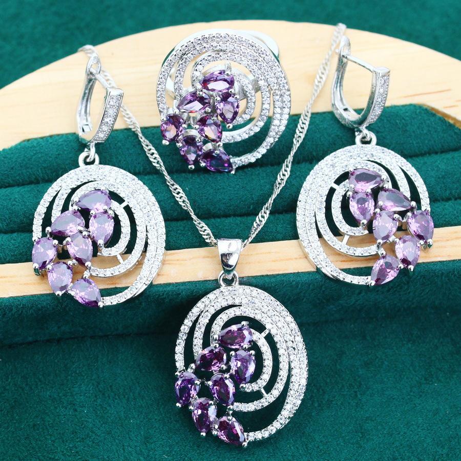 

2024 New Luxury Jewelry Necklace Earrings Open Ring AAA Zircon Set W5368WW-