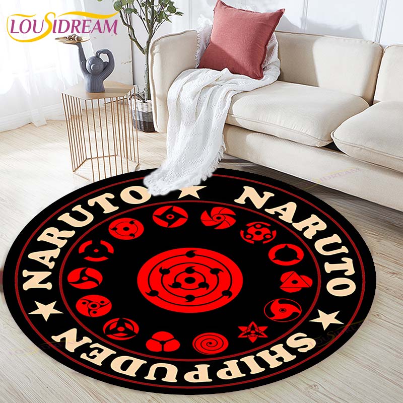 Cartoon Naruto Round Children Carpet Simplicity Animal Bunny Bee Pattern Children Flannel Carpet Baby Hand Print Carpet