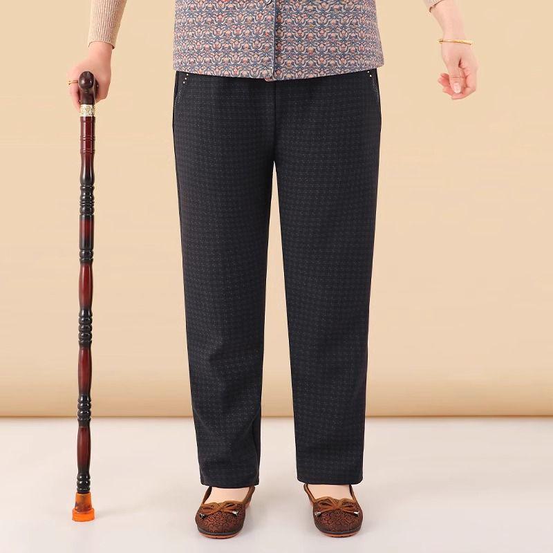 

Брюки из овечьей шерсти с флисовой подкладкой для пожилых женщин - Толстые, свободного кроя для зимы 5XL 145-160kg