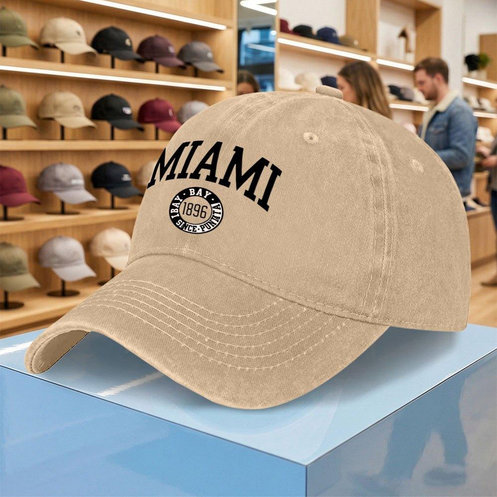 Miami Gewaschene Baseballkappe Unisex Verstellbare Entenschnabelmütze Leichte Lässige Outdoor-Sportkappe Mehrere Farben