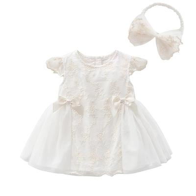 Baby Sommer Kurzarmkleid mit Tüll-Overall und Haar Perfekt für Schwangerschaft Schwangerschaft für Schule Größe 6M Mädchen Accessoire, Geschenk, Weiß, Gerüscht,