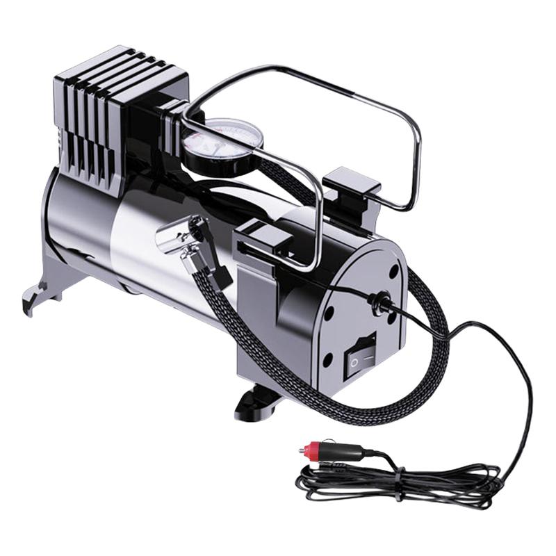 12V Electric Tire Inflator with Pressure Gauge Car Tire Pump Mini Air Compressor Heavy Duty Deluxe Portable Metal Air Compressor