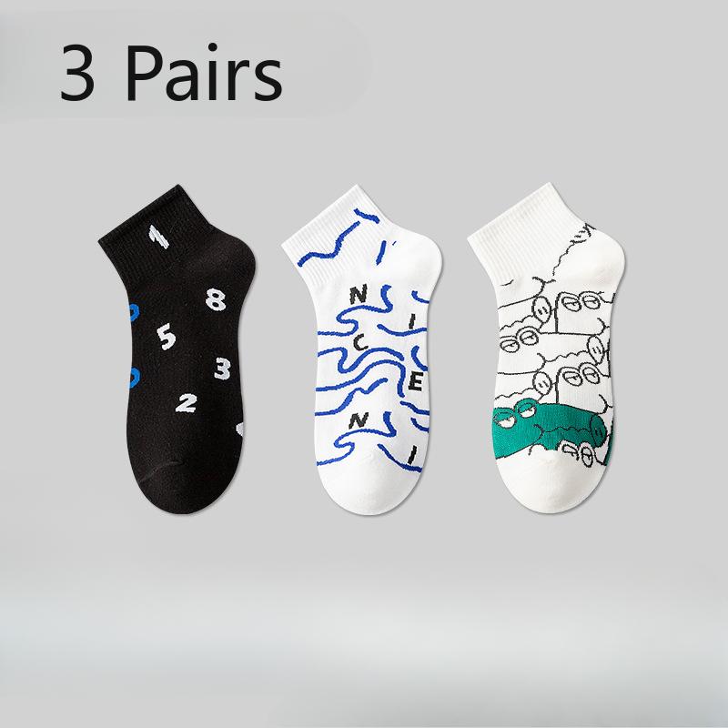3 Pairs of Boys Spring and Summer Thin Cotton Antiodor Sports 7a Antibacterial Socks