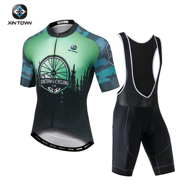 XINTOWN Mens Short Bib Cycling Jersey Quick Dry Moisture Wicking Bike Shirt Wear