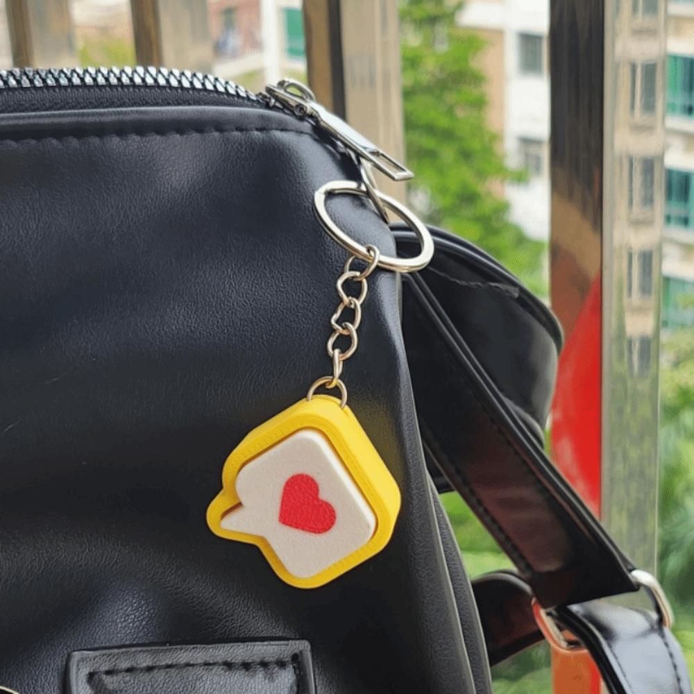 Yellow Heart Message Fidget Clicker Keychian Stress-Relief Heart Press Button Bag Charm  Adults