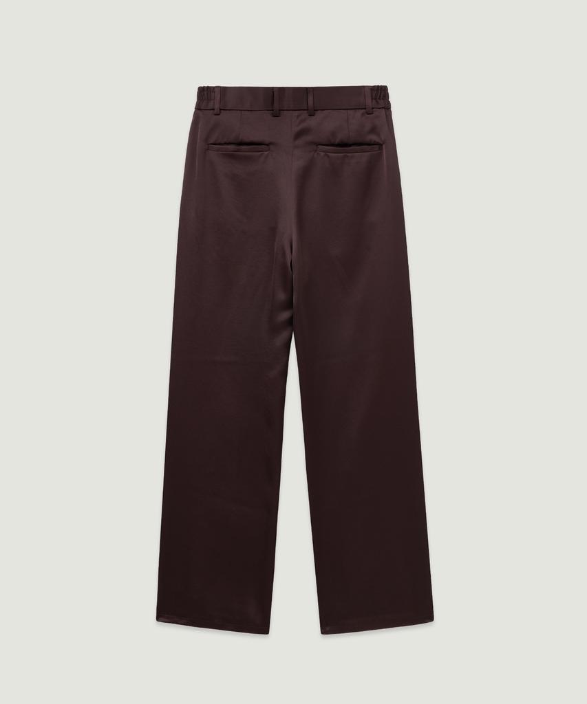 LMOOD Satin Wide Slacks Brown
