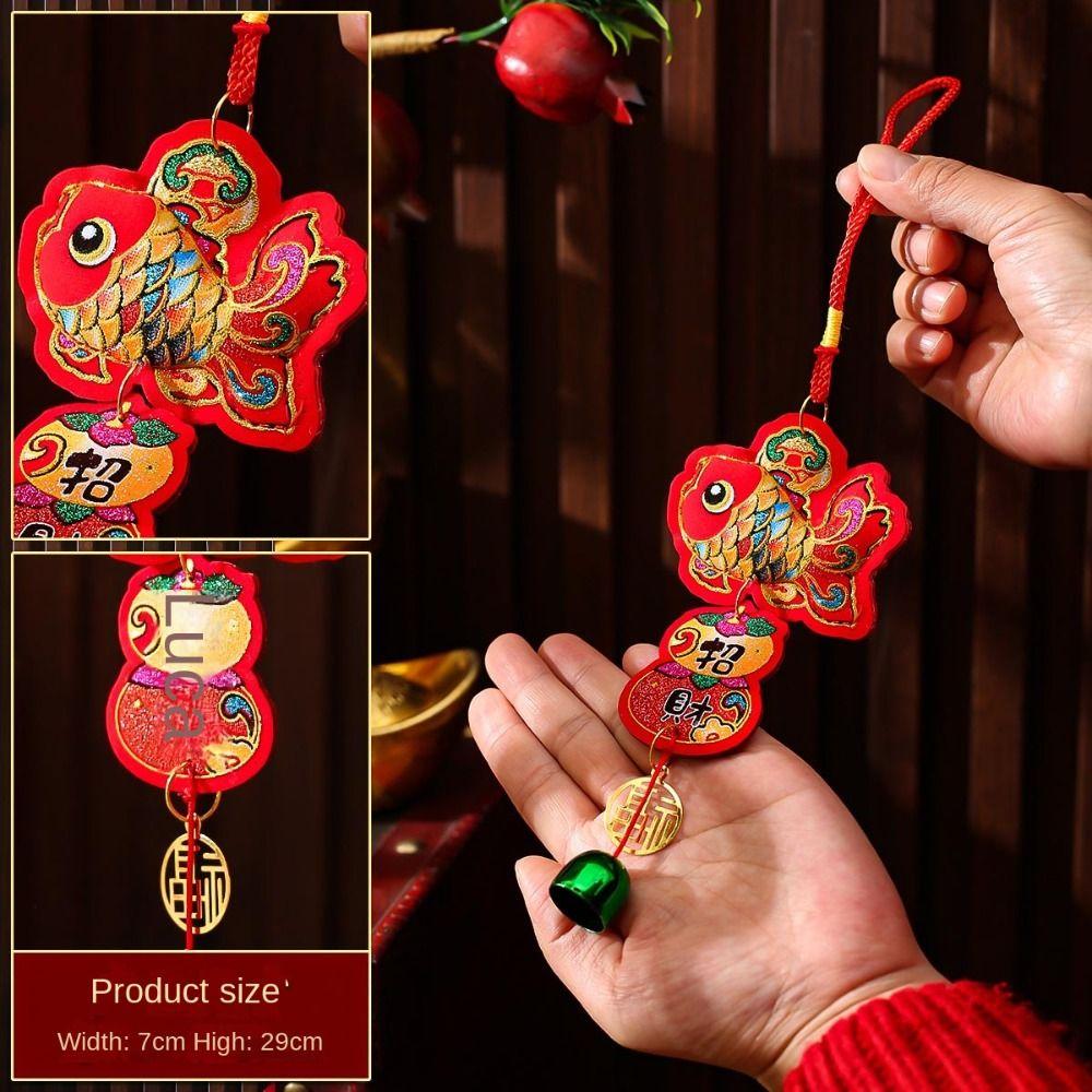 Embroidery New Year Lantern Pendant Bell String Spring Festival Lantern  Living Room