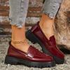 Mode Übergröße Damenschuhe 2025 Neu Frühling Dicke Sohle Retro Lederschuhe Lackleder Glänzende Oberfläche Lässige Einzelne Schuhe