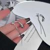 French Minimalist Silver Teardrop Tassel Earrings - Stylish & Versatile Design