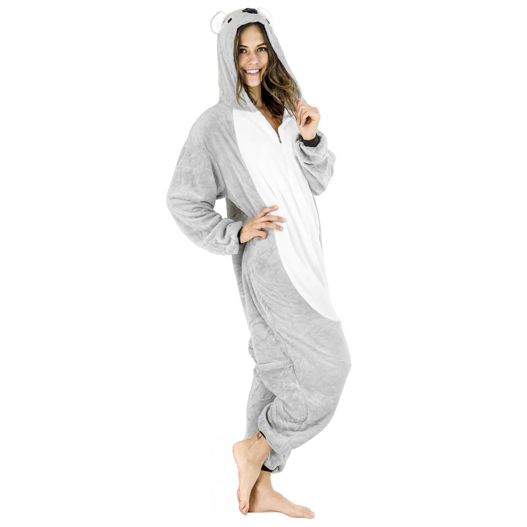 Jednodílný kostým Koala Pánské pyžamo Dárek pro manžela Kigurumi Kombinéza Zimní M Jednodílný kostým Koala - S