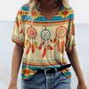 Vintage Women's T Shirts Summer Clothing 3d T Shirts V Neck Oversized Tops Girls Shirt Tees Loose Streetwear Ethnic Apparel 2023