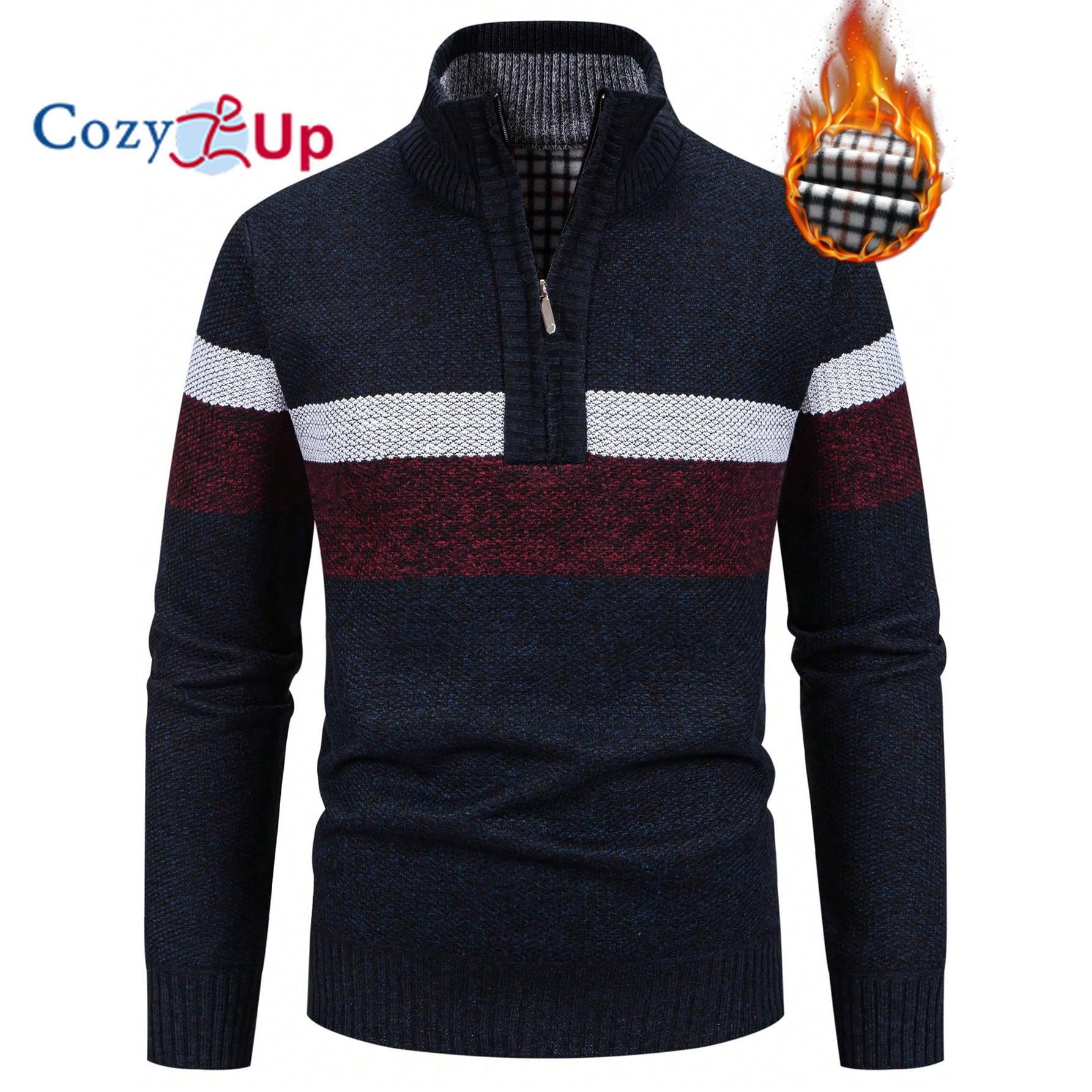 

Чоловічий светр на блискавці з термопідкладкою з кольоровими блоками L чорний