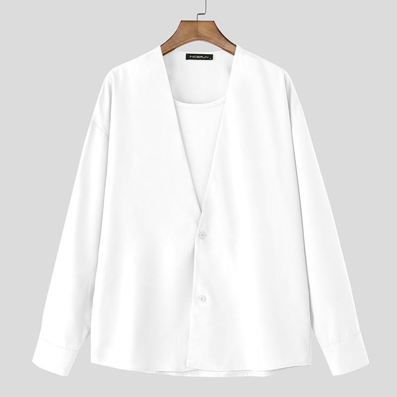 

INCERUN Мужской кардиган летучая мышь, свободный, двухслойный, повседневный, тонкий, кимоно-топ 5XL белый