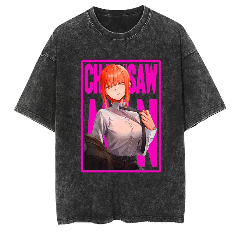Letní volné nadměrné tričko pro muže ženy retro prané bavlněné tričko topy manga anime grafická trička