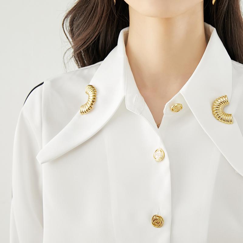 Spring New Turn-down Collar Formal Dress Shirts For Women Single Breasted Blouse