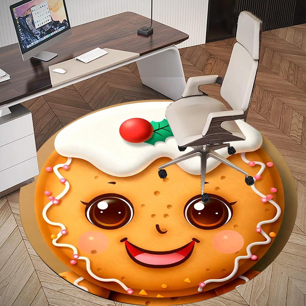 1PC gingerbread cookie Office Round Area Rug, Under Office Chairs Bedroom Living Room Home Decor,Carpet for Office, -1110206