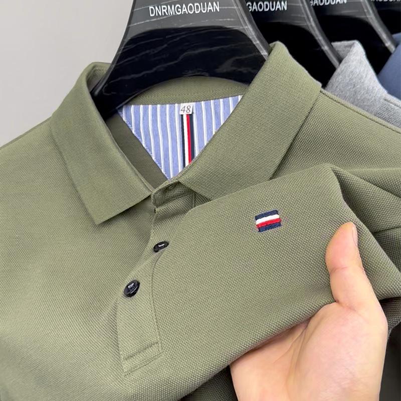 

Мужская флисовая рубашка-поло с вышивкой, длинный рукав - Осень/Зима 2025, деловой кэжуал, отложной воротник M/165 for 100-120 kg