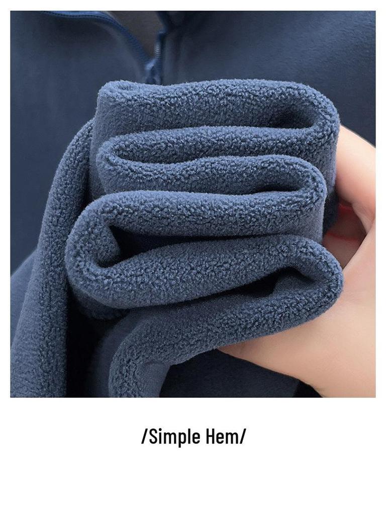 Men's Fleece Zip-Up Cardigan – High Neck, Warm & Thick for Autumn/Winter