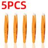 1/3/5PCS Eyebrow Tweezers Color Beauty Fine Hair Puller Makeup Tool Stainless Steel Diagonal Eyebrow Clip Disassembly (Orange)