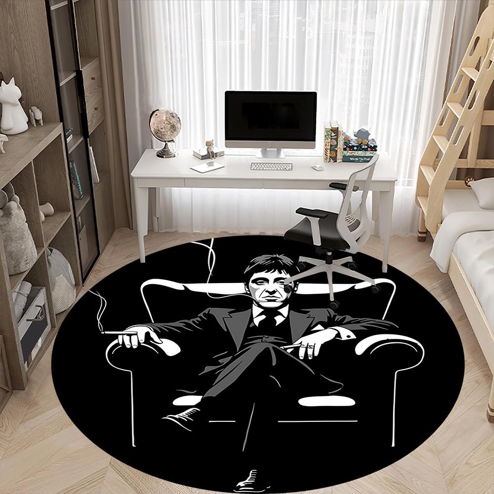 

1pc Scarface Carpet, Round Non-Slip Durable Large Size Office Carpet, Suitable for Office yy250908072 80cm by 80cm