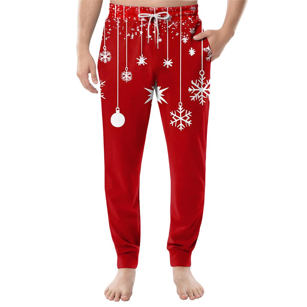 Men's Drawstring Pocket Cuffed Casual Pants Home Sleep Pants