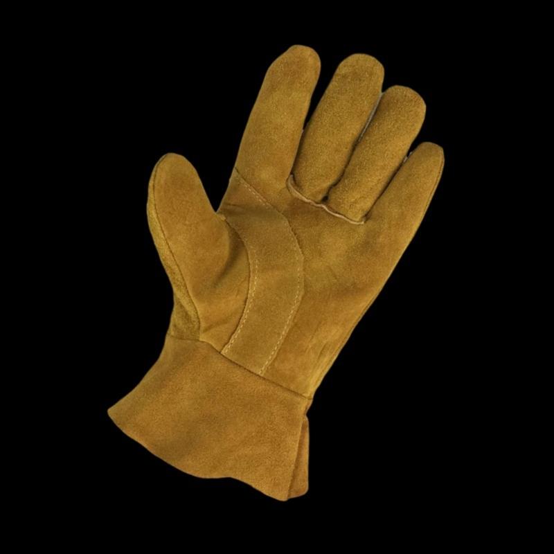 Thickened Cowhides Workshop Gloves Nonslip Grip Thermal Shielding for Heavy Machinery and Hazardous Material Handling
