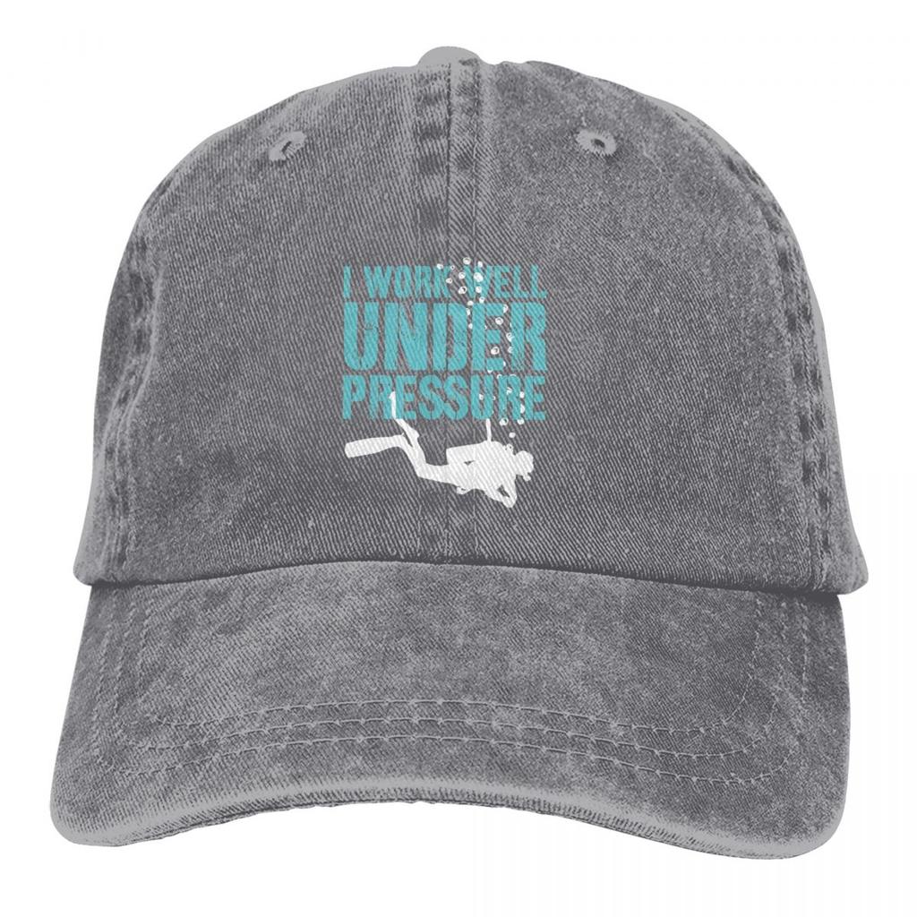I Work Well Under Pressure Baseball Caps Peaked Cap Dive Scuba Diving Sun Shade Hats for Men