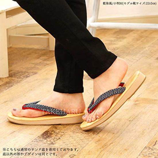 Takeharu Żółte Chiba Geta Wykonane z Podeszwami Candy i Rozmiar L Damskie Sandały, Japonia, Gąbka, Kwadratowe, Styl Farbowany Indygo,