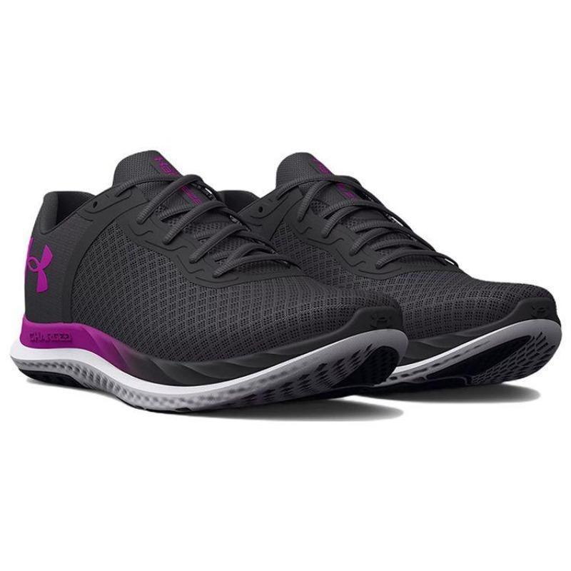 Under Armour Charged Breeze Fabric Low Casual Running Shoes Women Black Purple 3025130-109