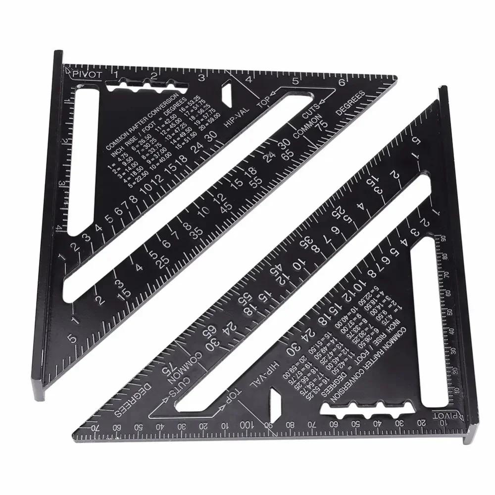 Aluminiumlegierung Dreiecklineal Zoll Metrisch Winkellineal für Holzbearbeitung Tischlerei Bauzeichnung Präzisionsmesswerkzeug