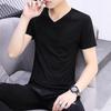 Pure Cotton White Short-sleeved T-shirt for Men's Summer Thin Trendy V-neck 2025 New Large-size Slim Base Shirt Trendy