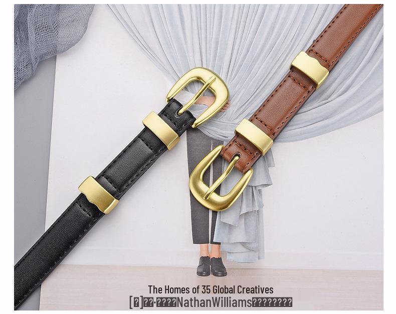 Women's Versatile Leather Belt with Pin Buckle for Jeans - Light Luxury Style