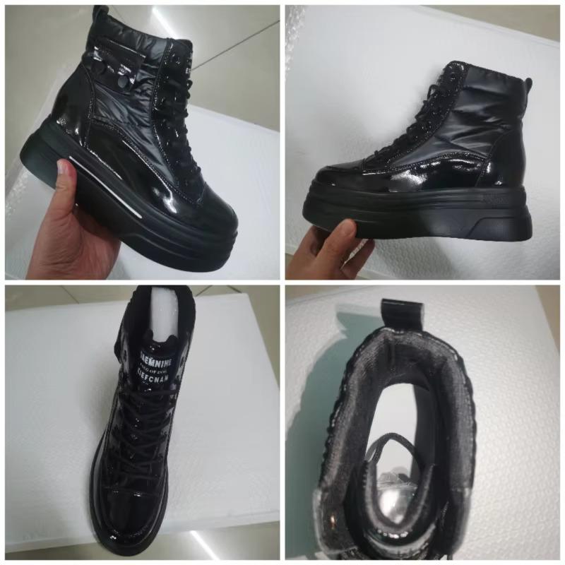 Fashion 9cm New Down Genuine Leather Women Snow Ankle Booties Platform Wedge Hidden Heels Warm Women Autumn Spring Casual Boots Shoes