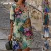 JPNTKY Moda Estiva Primaverile Manica Corta Scollo a V Abiti Casual