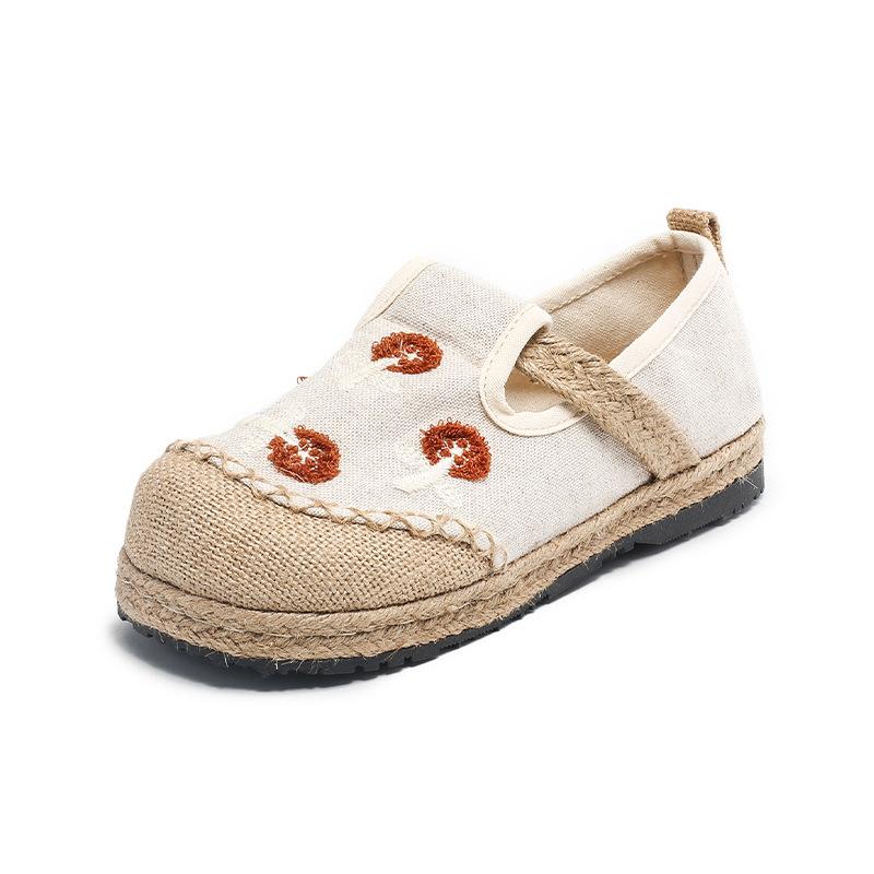 

Повседневная круглая дышащая плетеная вышитая обувь 2024 года новая удобная нескользящая плоская подошва женская летняя обувь 35