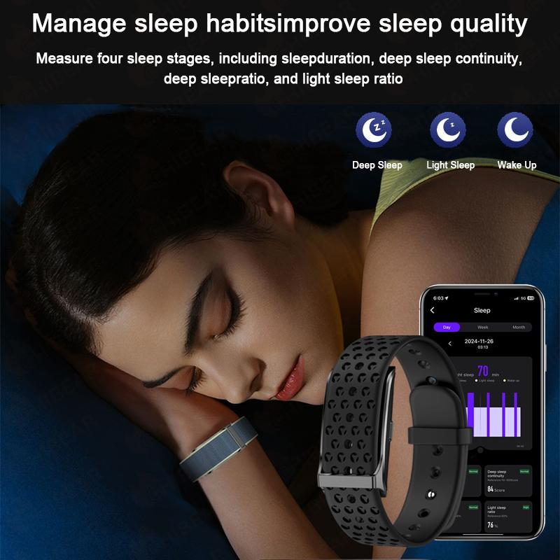 New Health Monitoring Bracelet Screenless Watch 120+ Sports Mode Heart Rate Blood Pressure IP68 Waterproof Smartwatch Men