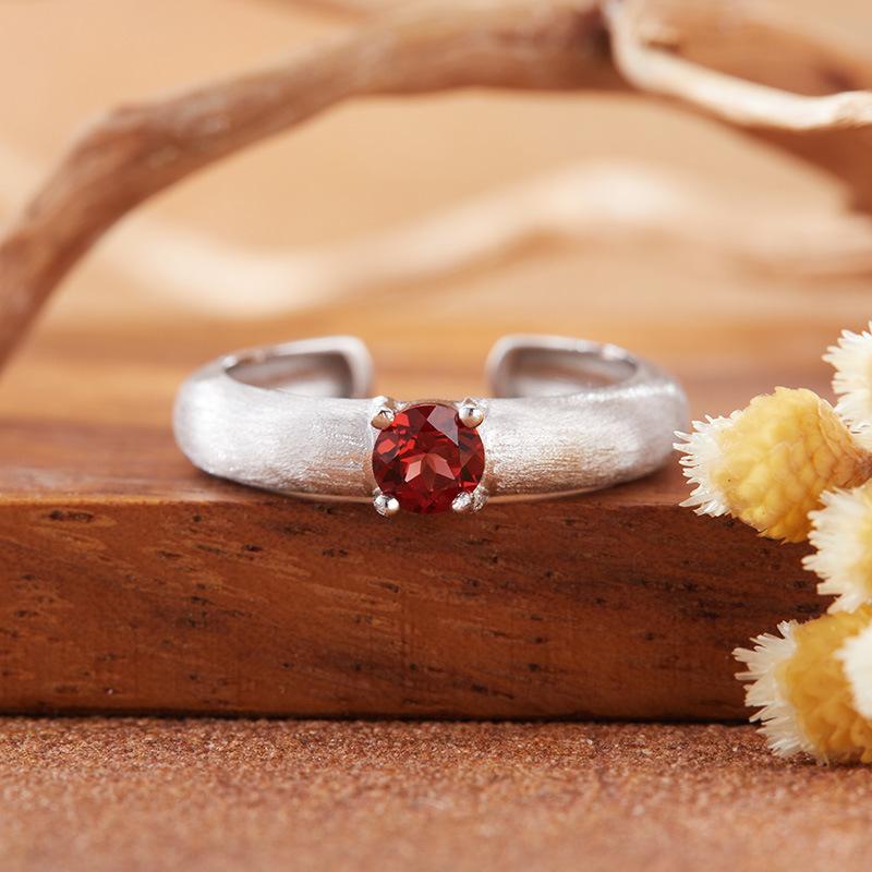 Natural Color Treasure Amethyst Citrine Ring Women'S S925 Sterling Silver Garnet Topa Peridot Index Finger Ring