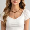 Retro CCB Plastic Beads Collarbone Chain: European/American Y-Shaped Pendant Necklace