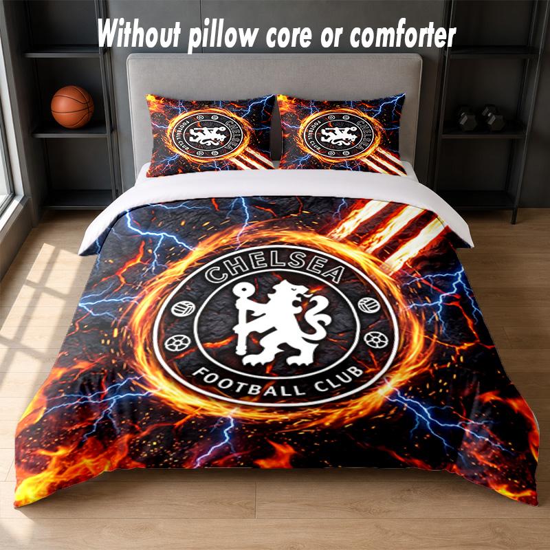 Set Biancheria da Letto Chelsea FC Design 1 Copripiumino + 2 Federe Morbido Traspirante Biancheria da Letto per la Casa