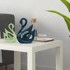 Lucky Swan Couple Piano Finish Ceramic Figures for Home Decor (Set of 2 Pc, Large, Navy Blue & Parrot)