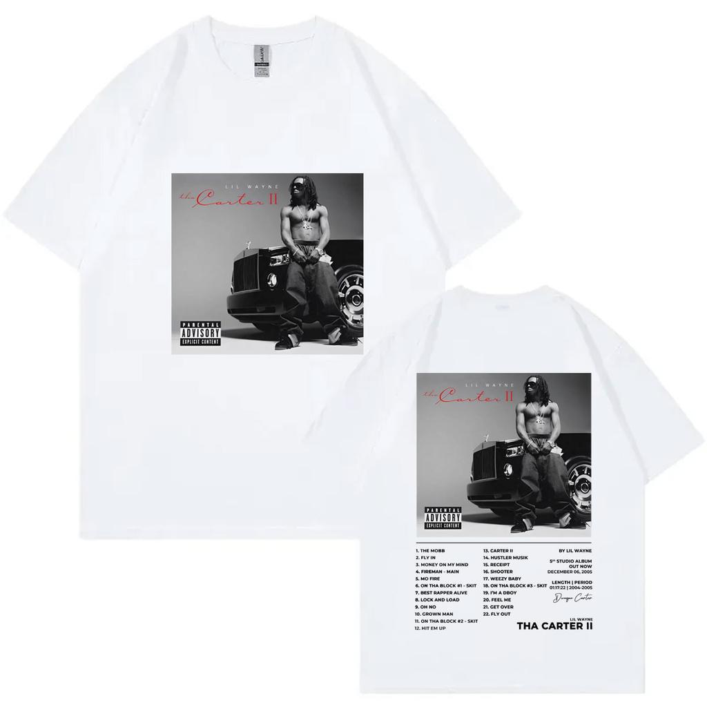 Rapper Lil Wayne Tha Carter II Album Poster Graphic T Shirts Unisexs Women Fashion Hip Hop Vintage Tshirt Summer Casual Tshirts