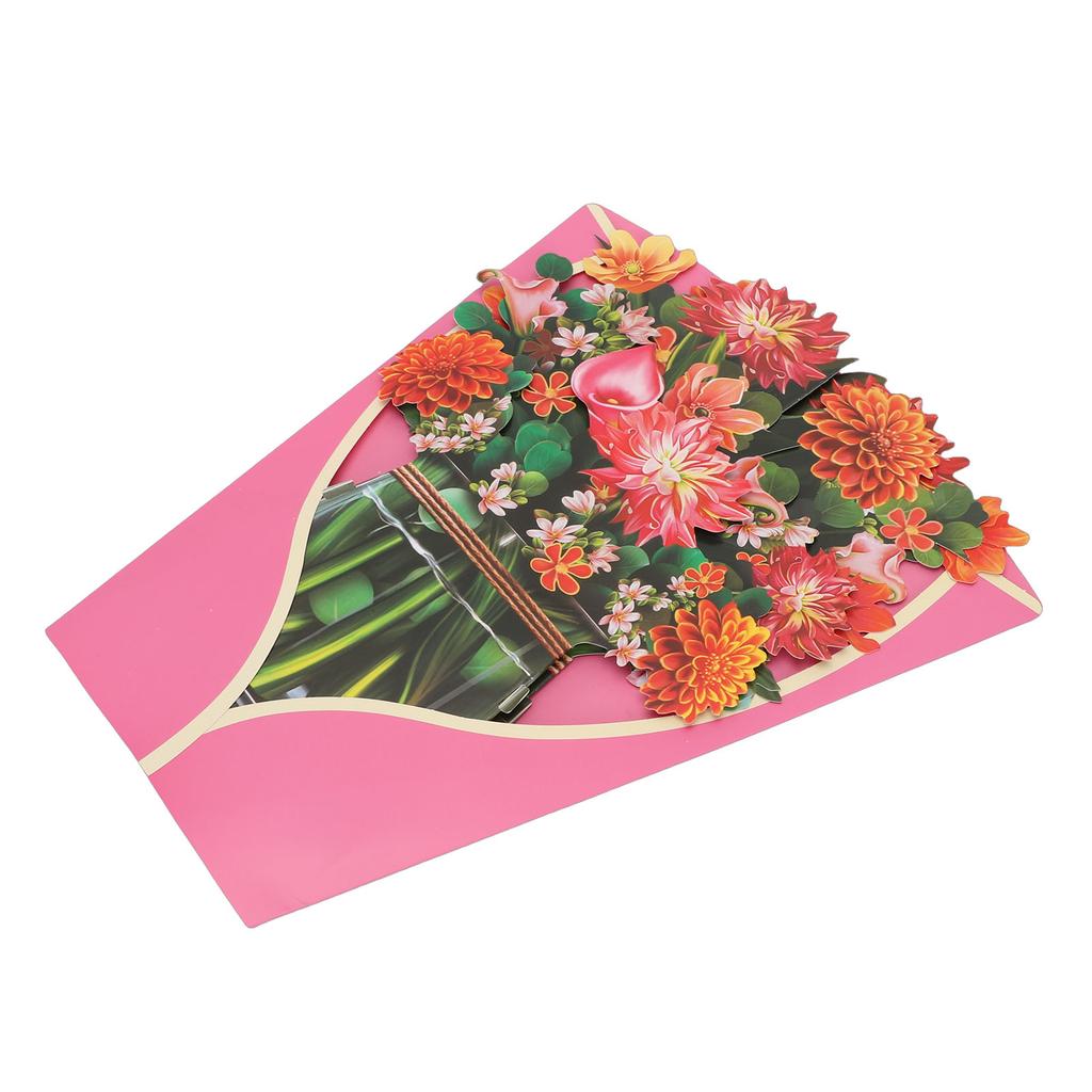 Dahlia Bouquet Pop Up Card Lifelike Exquisite Anti Fading 3D Paper Flower Bouquet Card Home Decoration