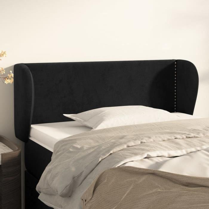 VidaXL Tête de lit avec oreilles Noir 93x23x78-88 cm Velours3117042