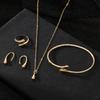 Elegant Personalized 4-Piece Jewelry Set: Necklace, Bracelet, Water Drop Earrings & Ear Clips for Women