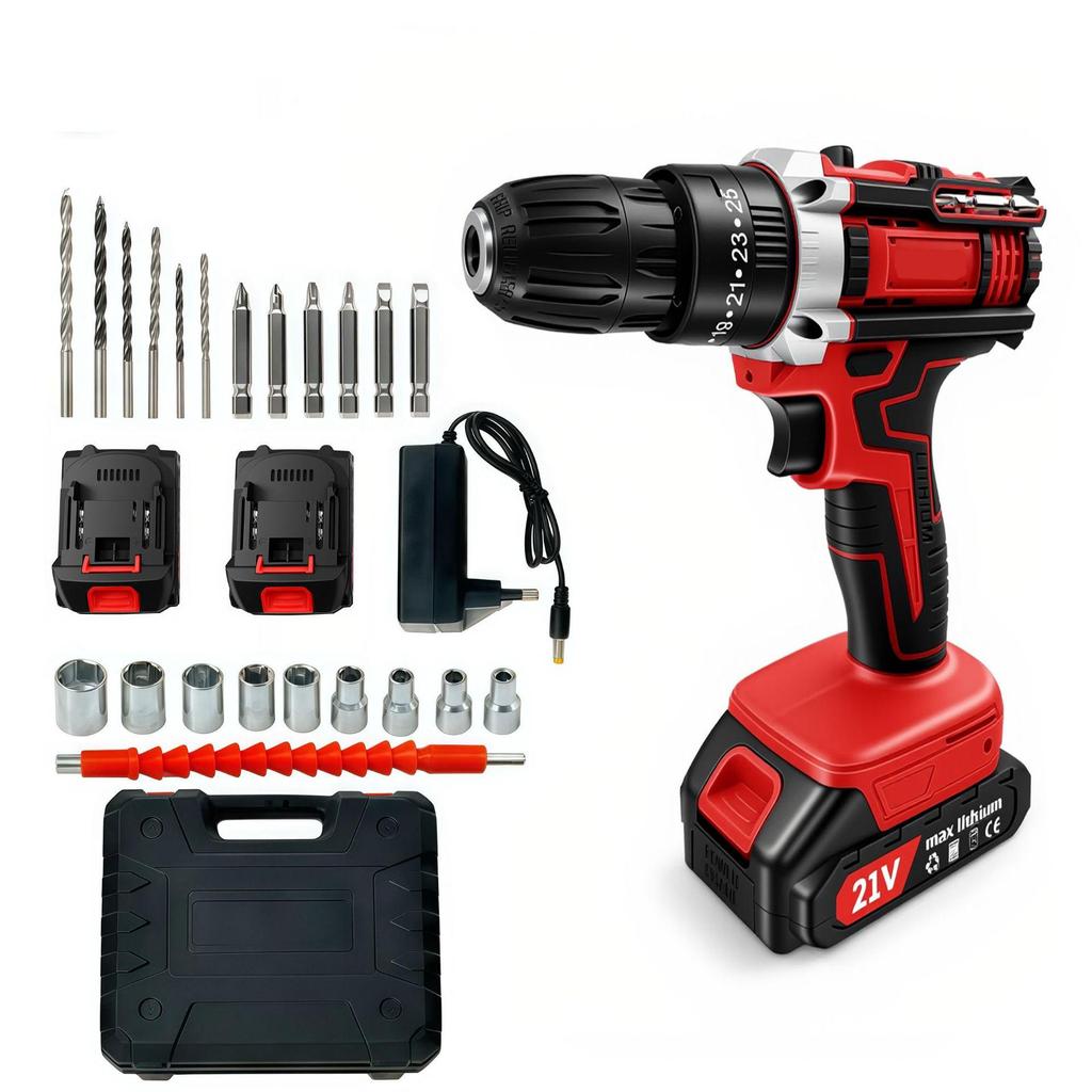 Portable Multi-Functional Electric Drill with Lithium Battery - Handheld Screwdriver for Home DIY Projects